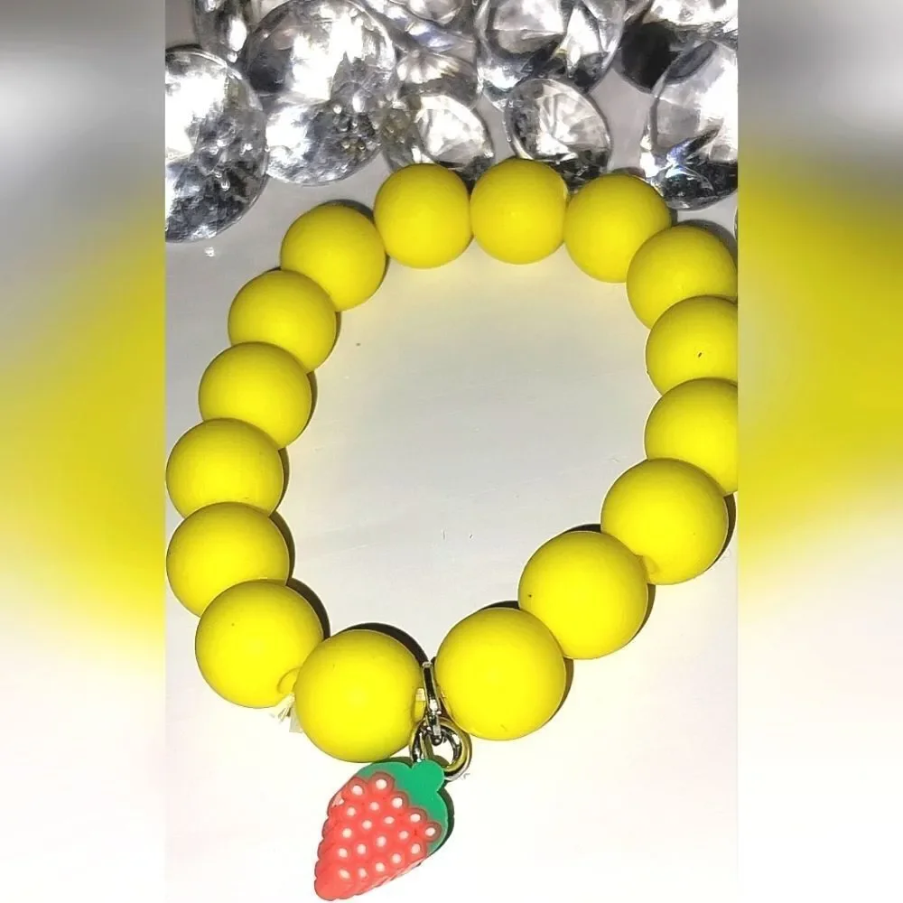 Girls Cute Soft Pottery Fruit Pendant Colorful Kids Bead Bracelet
